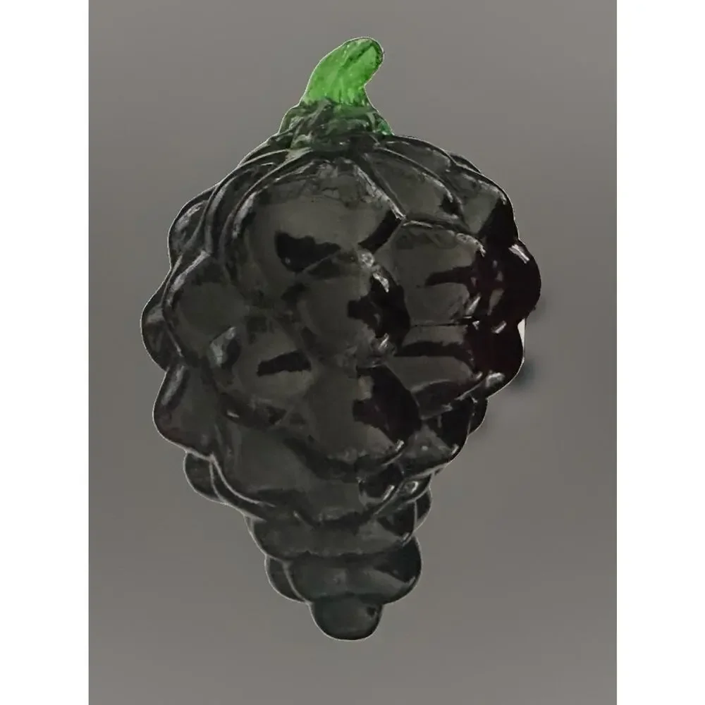 Vintage Large Studio Art Glass Hand Blown Fruit Vegetables Black GRAPES 5